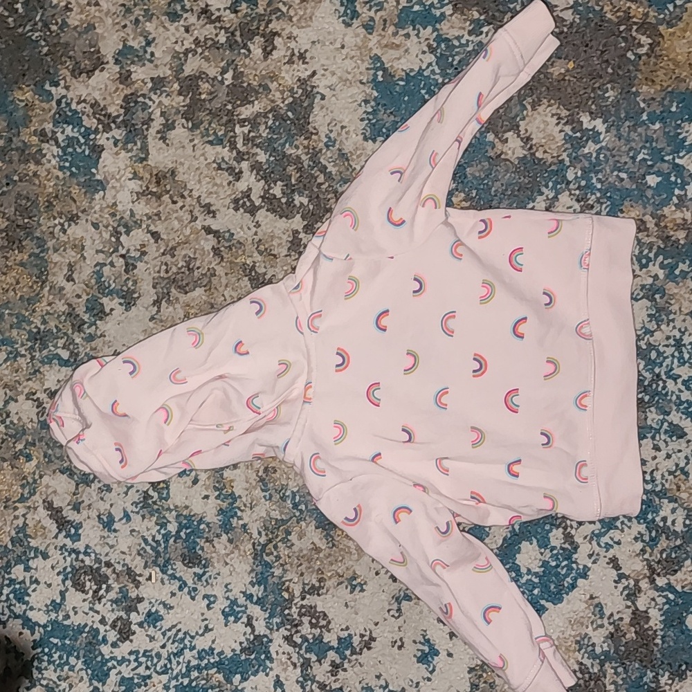 Like New Cat & Jack Light Pink Hoodie with Rainbow Accents 12 Mos. - Picture 5 of 11